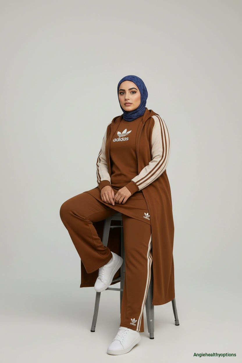 Adidas Modest 3-Stripe Hooded Longline Tracksuit Set